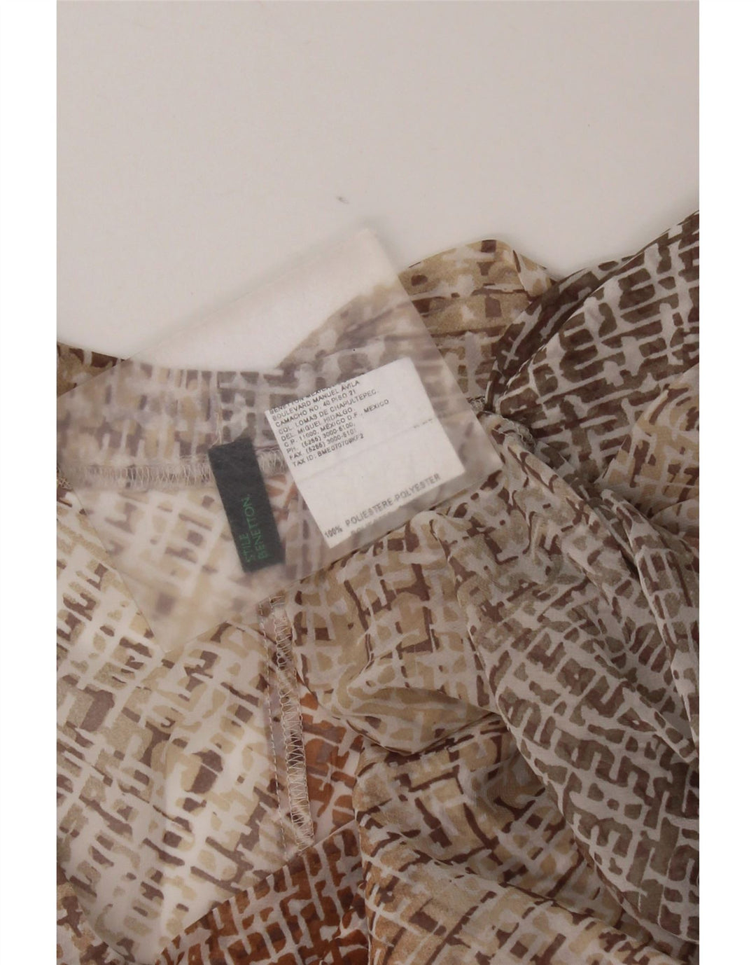 Benetton Dame ærmeløs bluse Top UK 12 Medium Flerfarvet Geometrisk