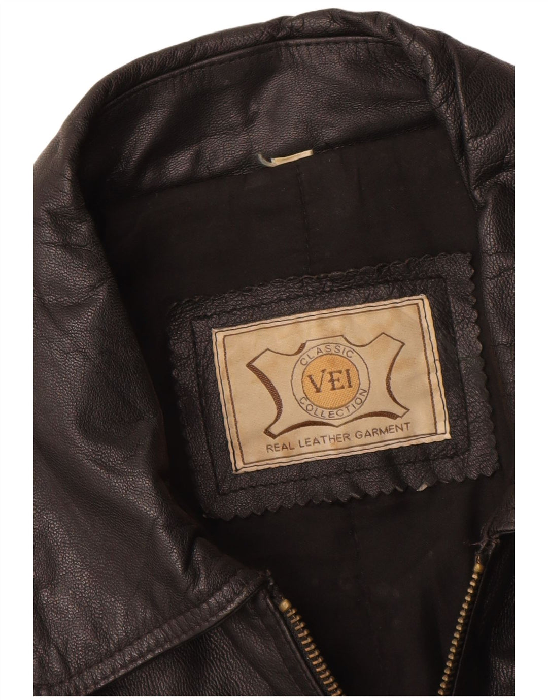 Vintage Herre Læderjakke UK 38 Medium Sort Læder