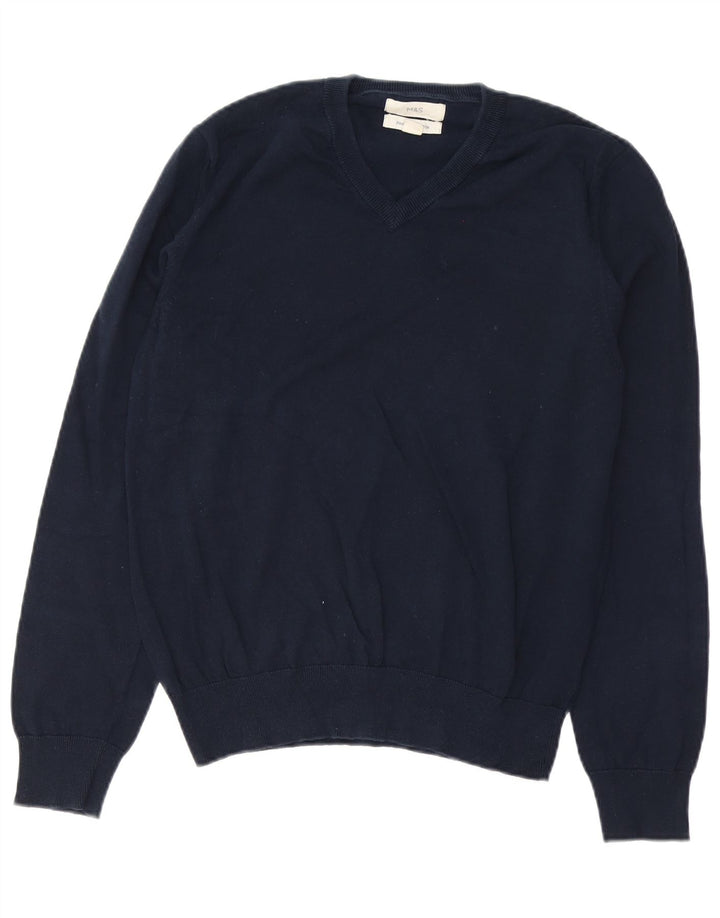 Marks & Spencer Herre V-hals sweater Medium marineblå bomuld