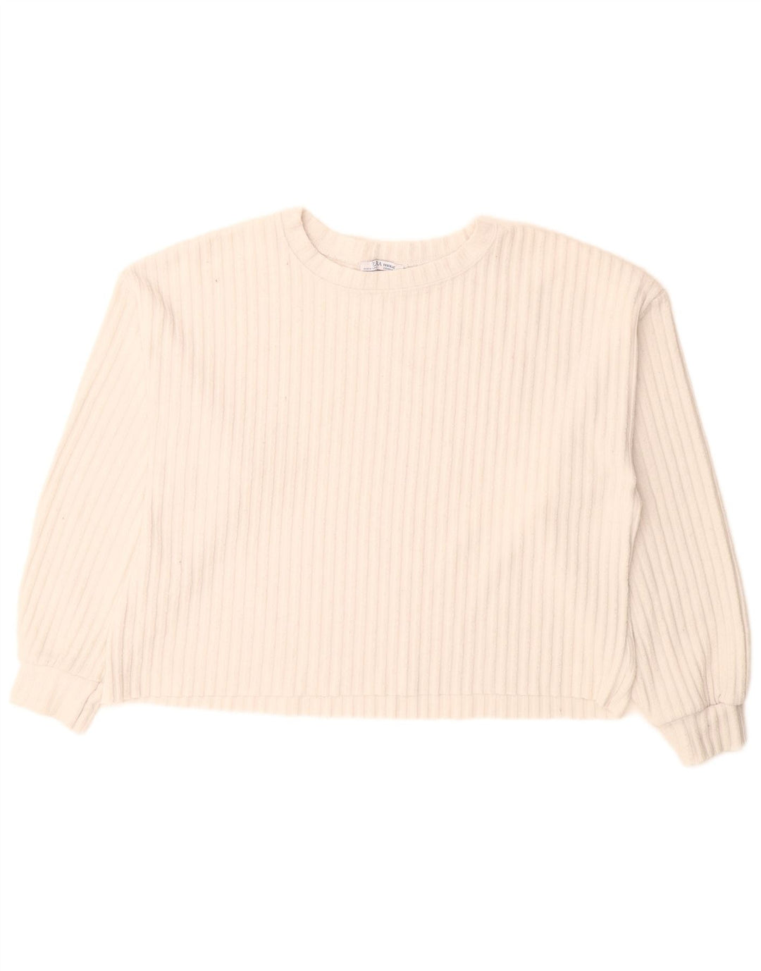 Zara Dame Oversized Crew Neck Jumper Sweater UK 14 Medium White