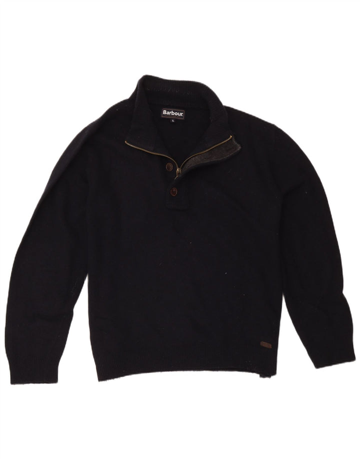 Barbour Herre Zip Neck Jumper Sweater XL Navy Blue