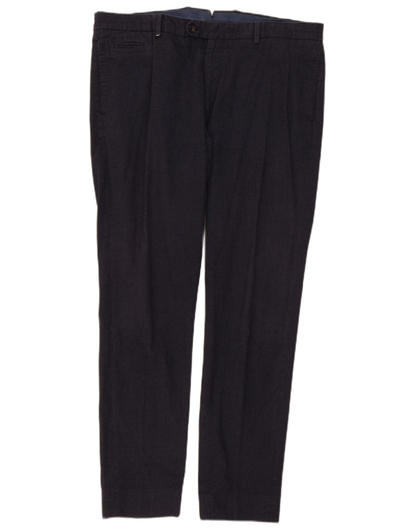 Massimo Dutti Herre Slim Suit Trousers EU 48 2XL W38 L32 Navy Blue Cotton
