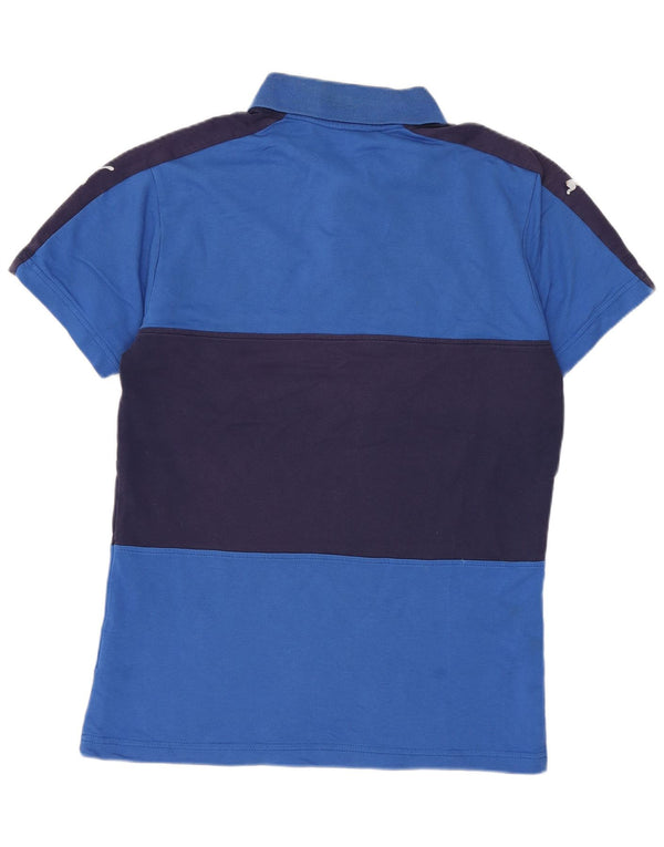 Puma Herre Italia Grafisk Polo Shirt Small Blue Colourblock Cotton Sports