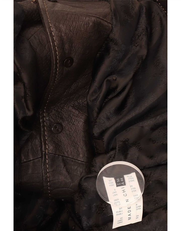 Vintage læderfrakke til kvinder IT 50 XL Brun Klassisk