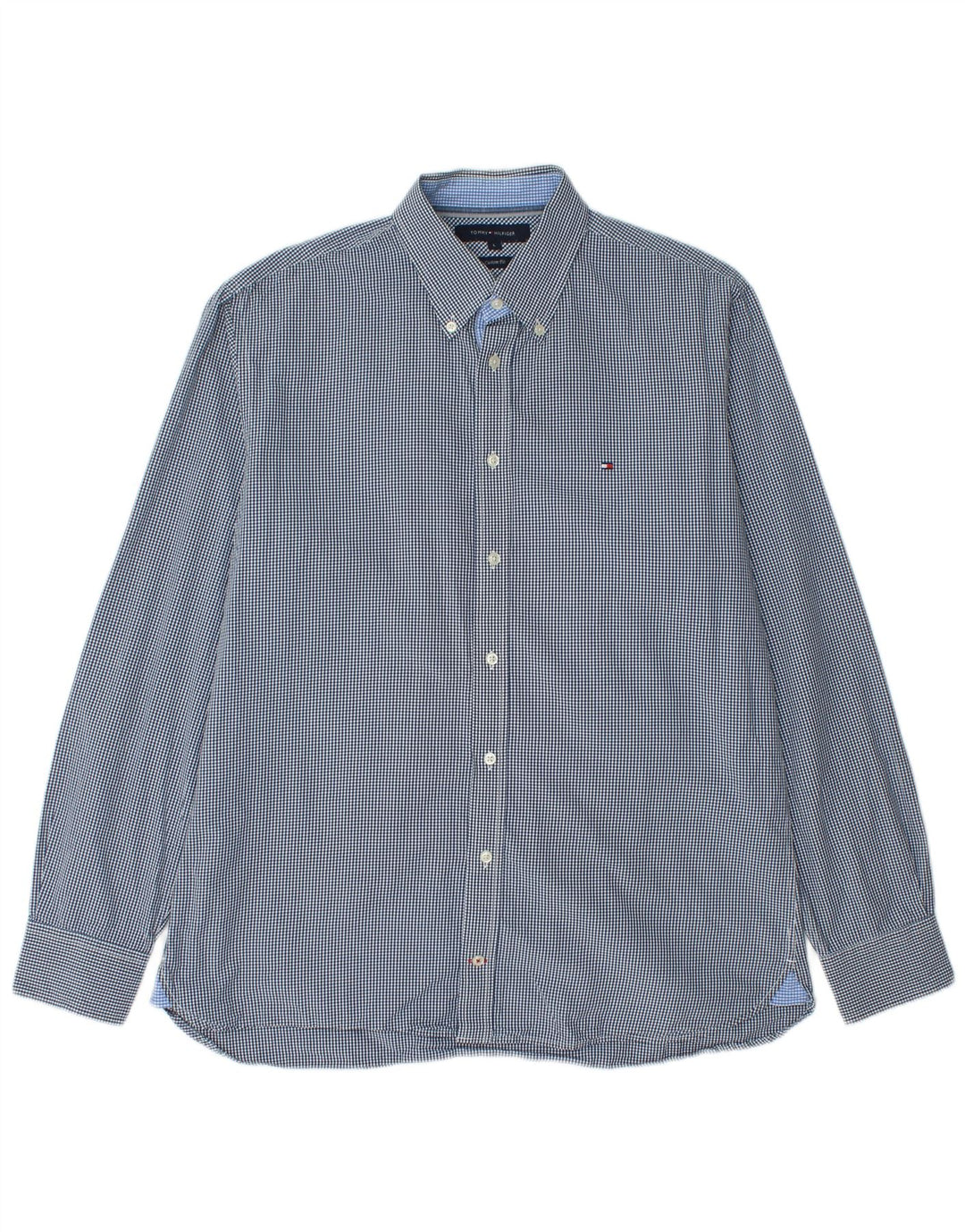 Tommy Hilfiger Herre Custom Fit skjorte Large Navy Blue Gingham