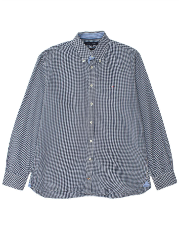Tommy Hilfiger Herre Custom Fit skjorte Large Navy Blue Gingham