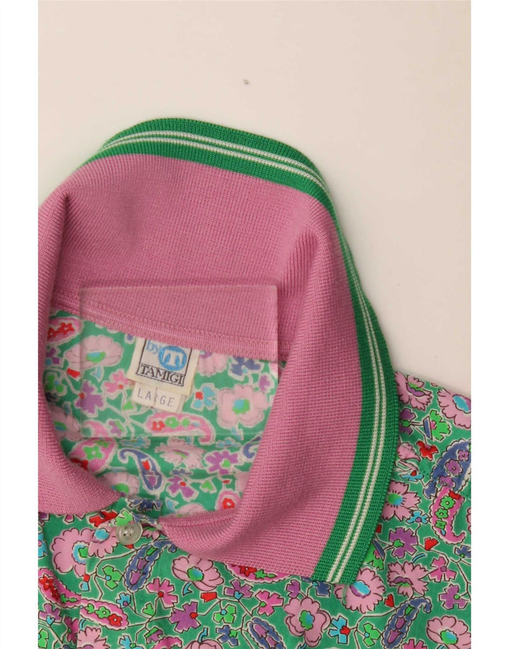Vintage kortærmet herreskjorte Stor grøn Paisley