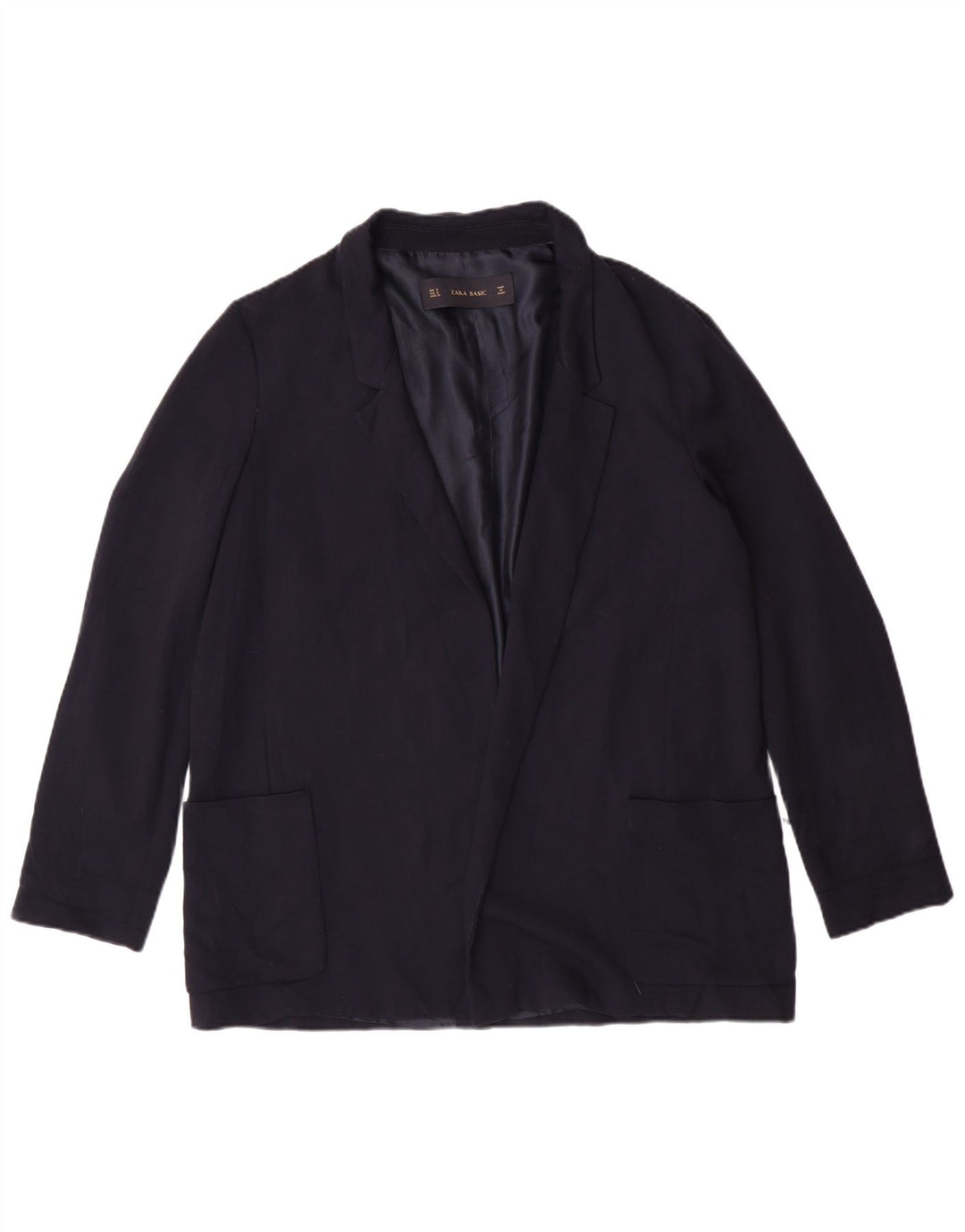 ZARA Womens Open Blazer Jacket UK 14 Medium Navy Blue