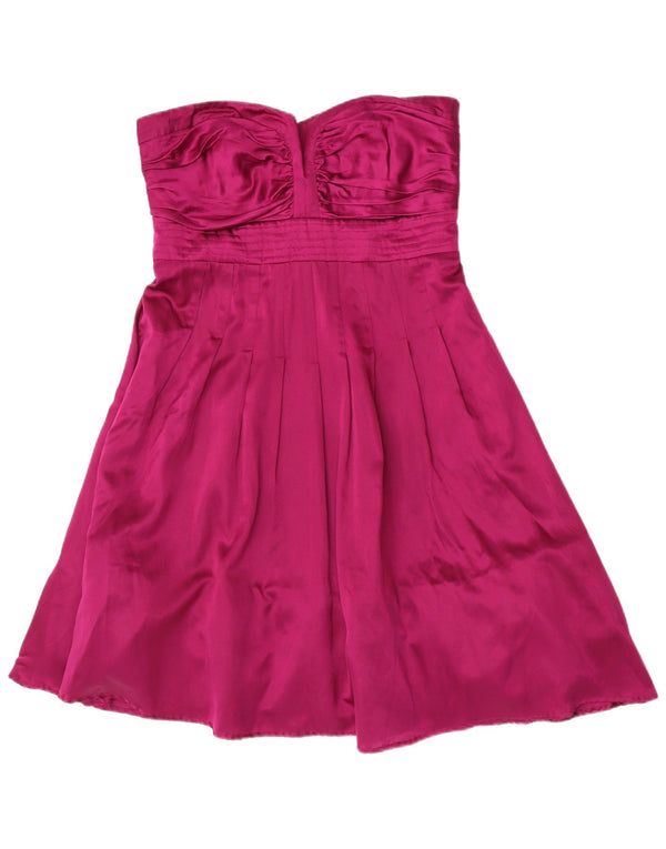 Warehouse Womens Strapless Dress UK 16 Large Purple Silk