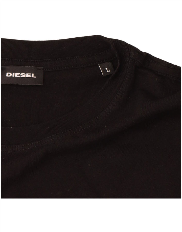 Diesel Herre Grafisk T-Shirt Top Stor Sort Bomuld