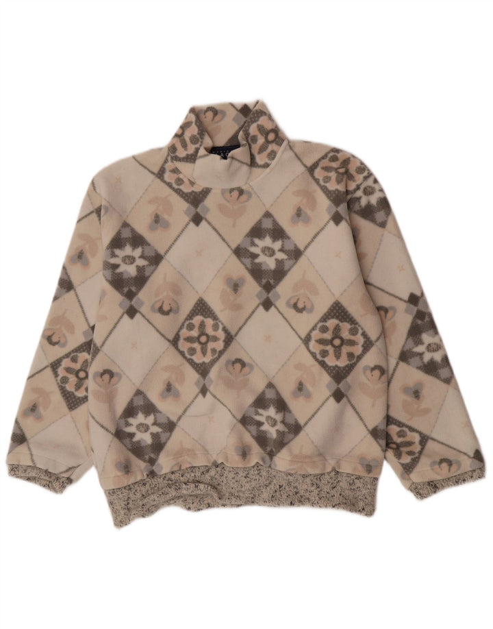 American Place Dame Fleece Jumper UK 14 Medium Beige Floral Polyester