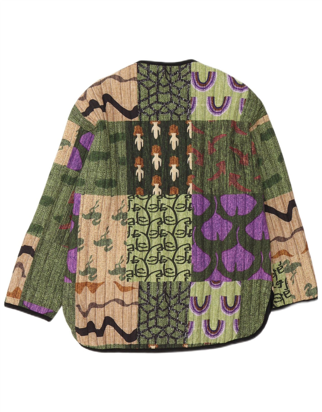 Vintage dame 5-knaps blazerjakke UK 14 Medium Flerfarvet Patchwork
