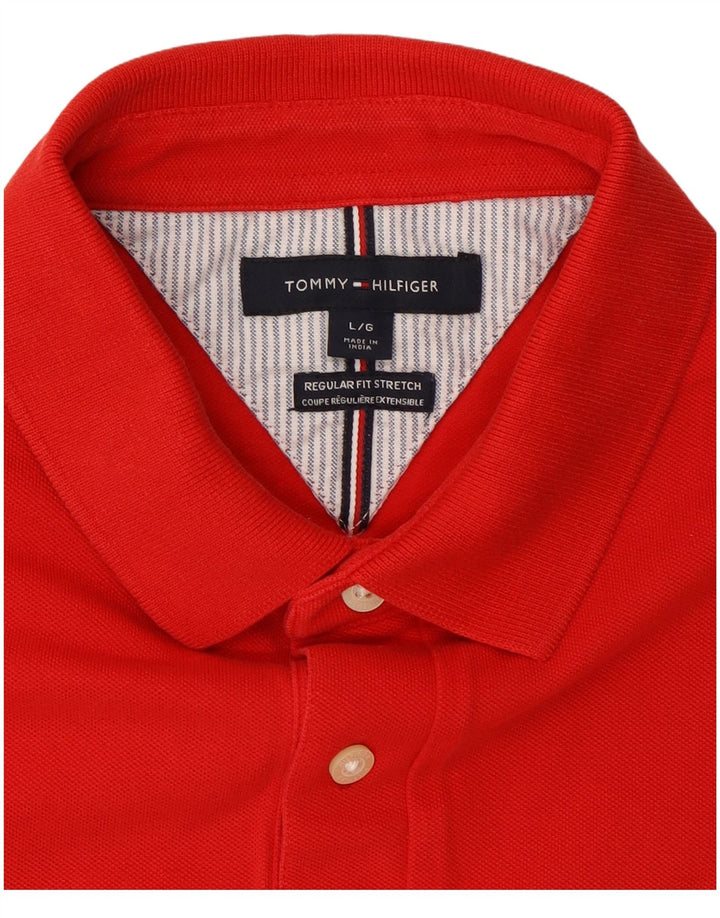 Tommy Hilfiger Herre Regular Fit Polo Shirt Stor Rød Bomuld