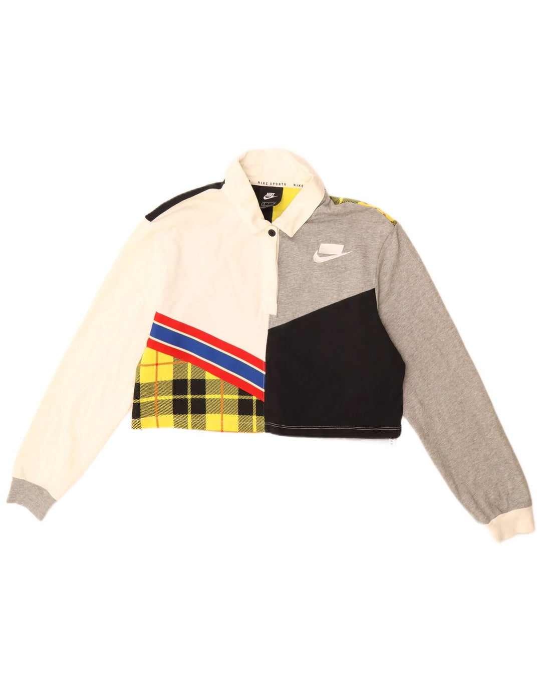 NIKE Womens Oversized Crop Rugby Polo Shirt UK 10 Small Multicolored