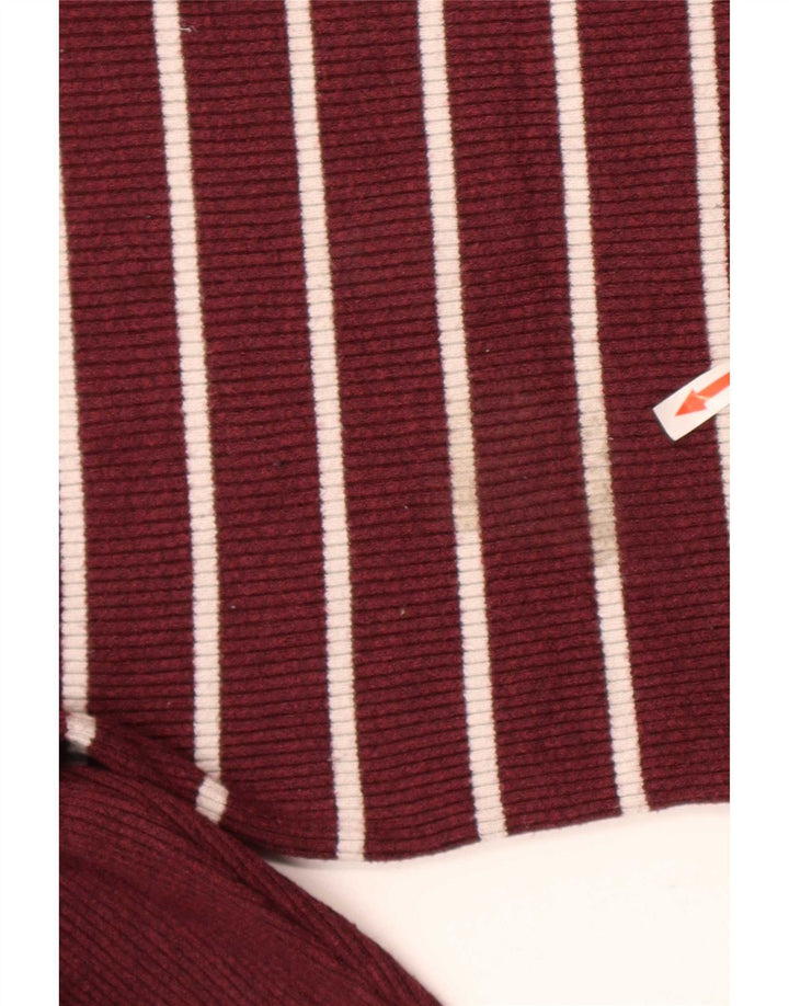 Marks & Spencer Dame V-hals sweater UK 12 Medium Bourgogne stribet