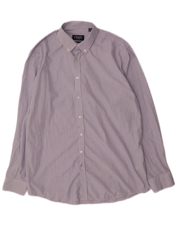 Chaps Herre Regular Fit skjorte str. 16 16,5 Large Blue Gingham Viscose