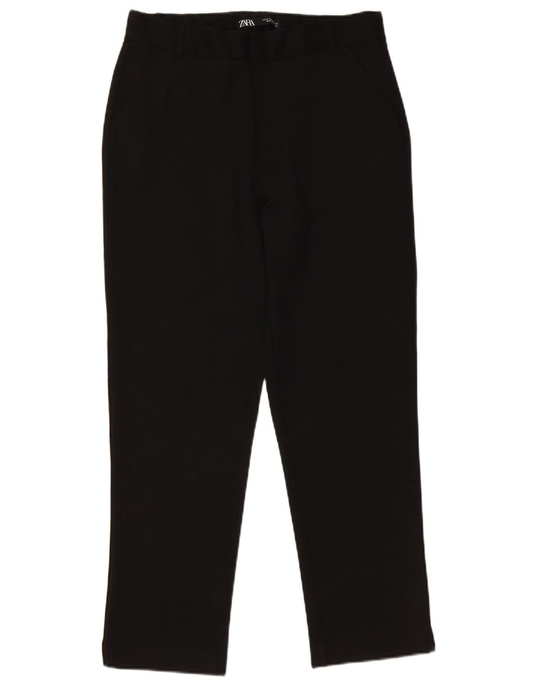 Zara Straight Cropped Bukser Medium W30 L25 Sort Polyester