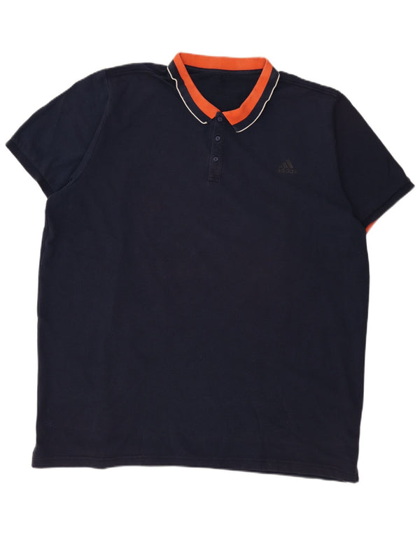 ADIDAS Poloskjorte til mænd 3XL Navyblå Colourblock Bomuld