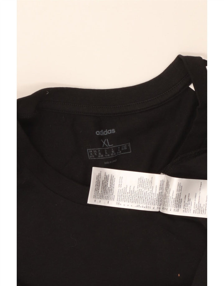 ADIDAS T-shirt top til kvinder UK 20/22 XL Sort bomuld