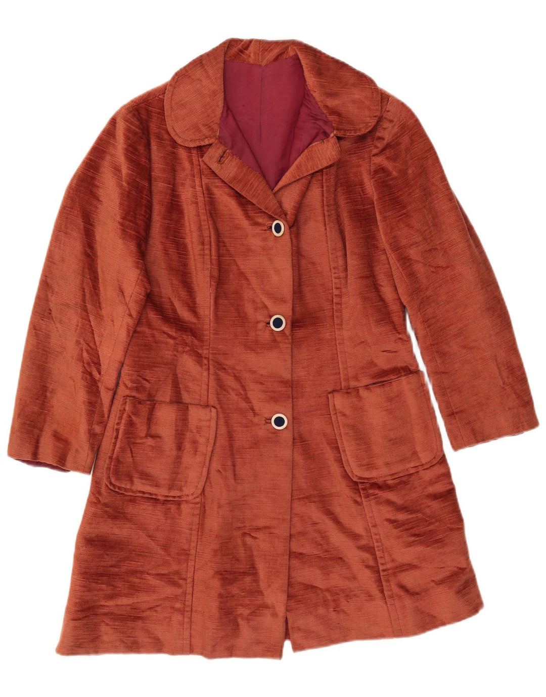 Vintage fløjlsoverfrakke til kvinder UK 10 Small Brown