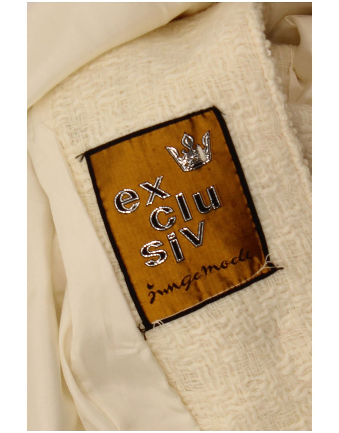Eksklusiv dameoverfrakke UK 10 Small Off White Check