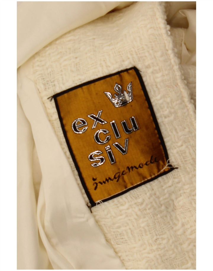 Eksklusiv dameoverfrakke UK 10 Small Off White Check
