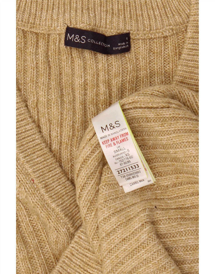 Marks & Spencer Dame Vest Tank Top UK 10 Small Beige Bomuld