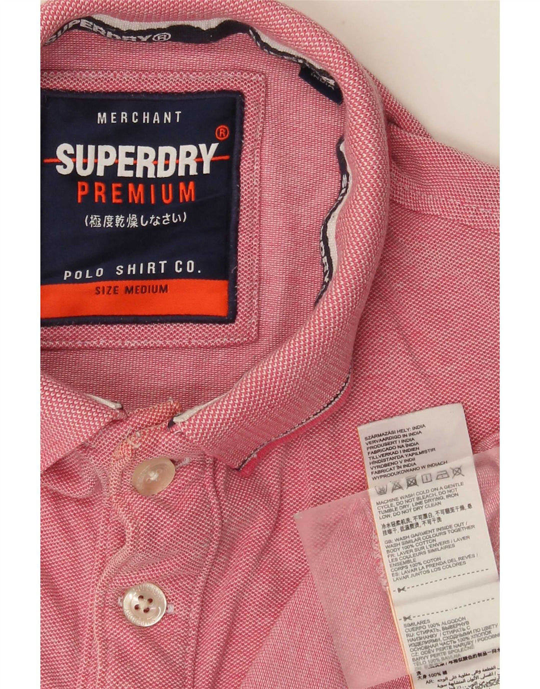 Superdry Poloshirt til mænd Medium Pink Flecked Bomuld