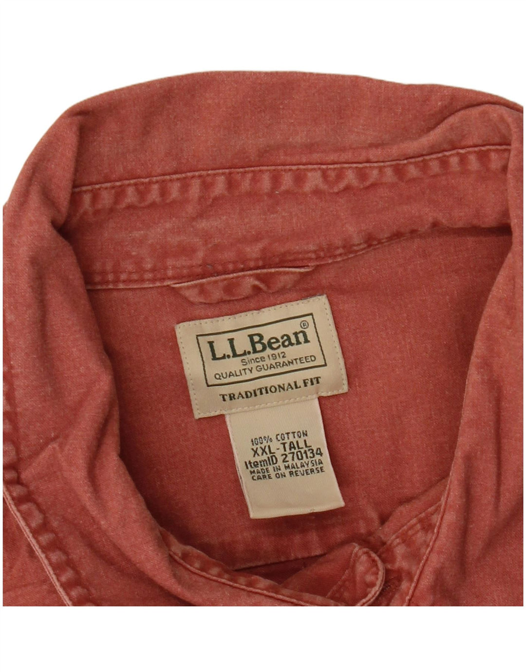 L.L.BEAN Herre høj Traditional Fit skjorte 2XL rød bomuld