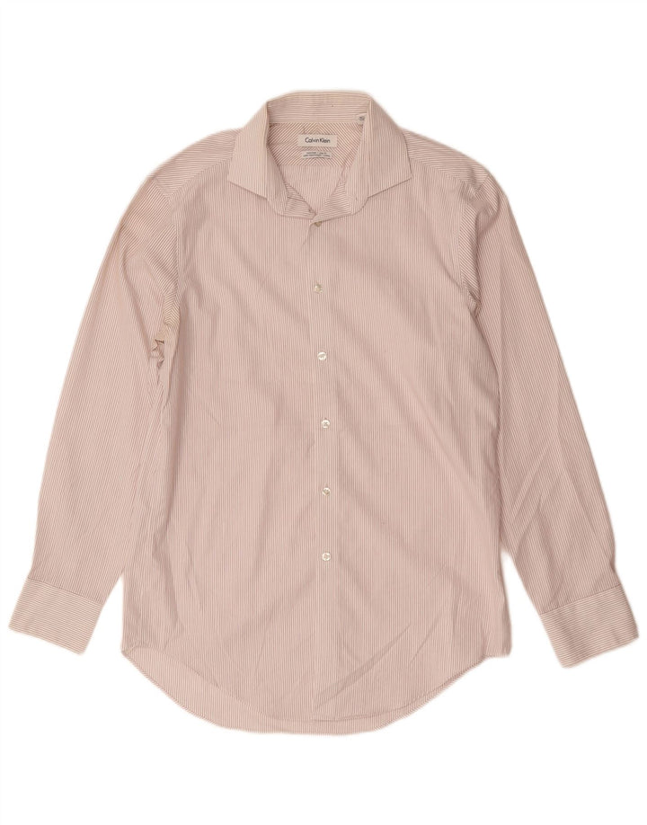CALVIN KLEIN Herreskjorte str. 15 Medium Hvid nålestribet bomuld