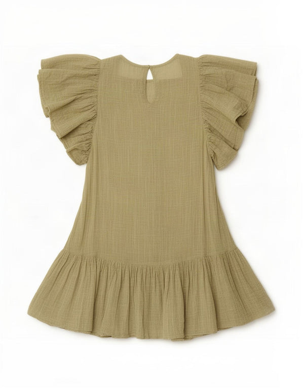 Zara Womens Drop Waist Dress UK 6 XS Green Cotton