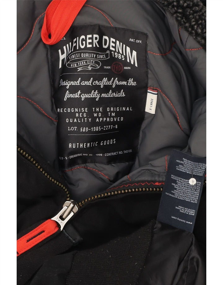 Tommy Hilfiger Herre Denizen Hooded Bomber Jacket UK 42 XL Sort Polyester