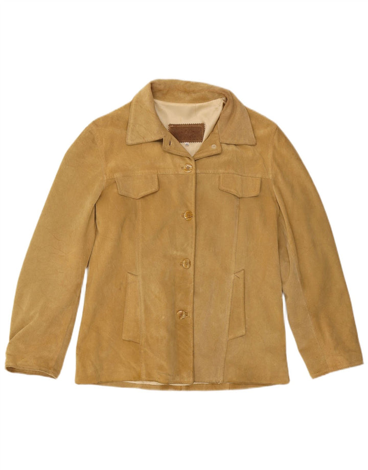 Vintage dame ruskindsjakke IT 46 Stort beige læder
