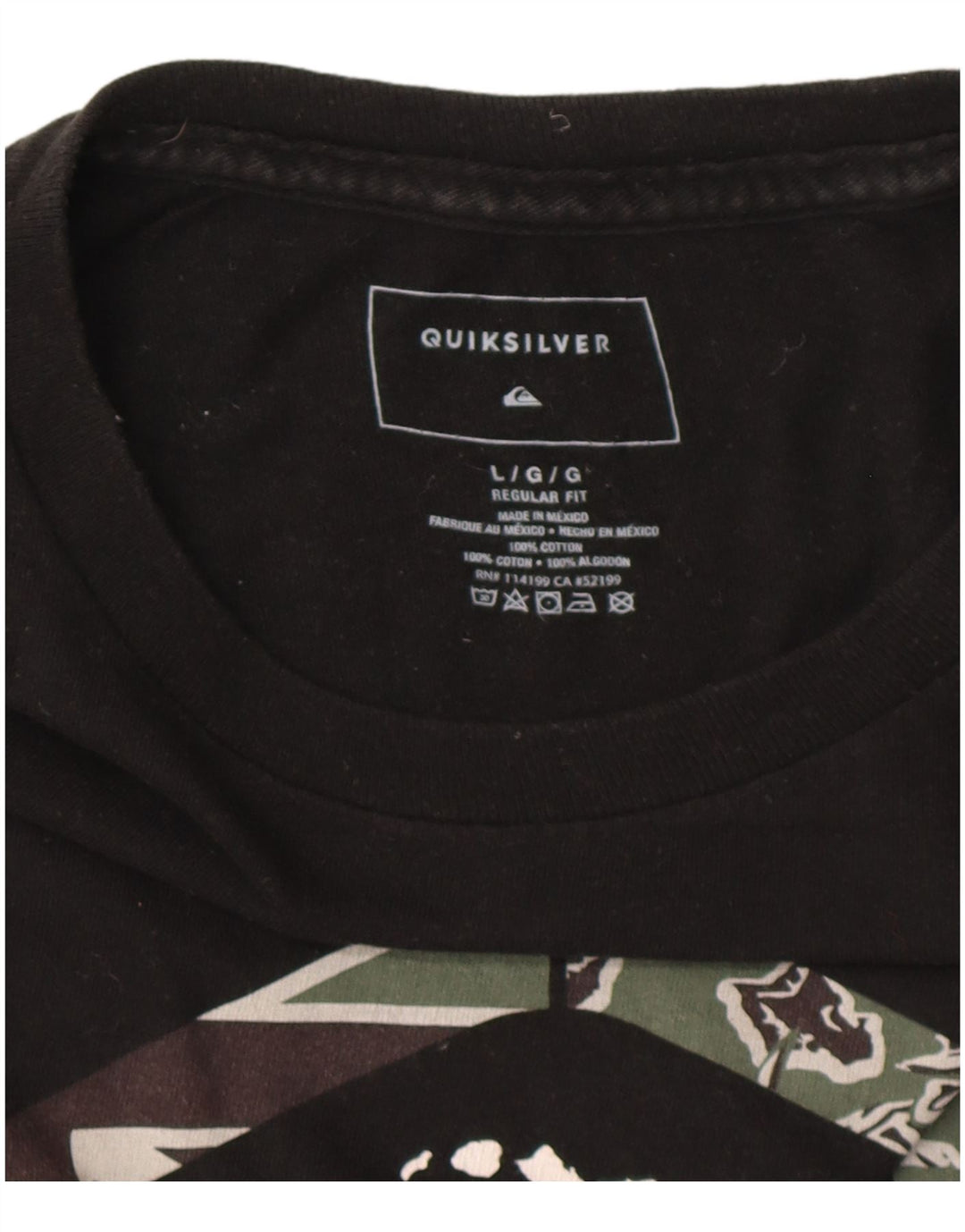 QUIKSILVER Herre Hawaii Regular Fit Grafisk T-Shirt Top Stor Sort Bomuld