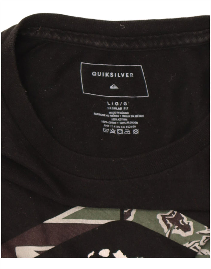 QUIKSILVER Herre Hawaii Regular Fit Grafisk T-Shirt Top Stor Sort Bomuld