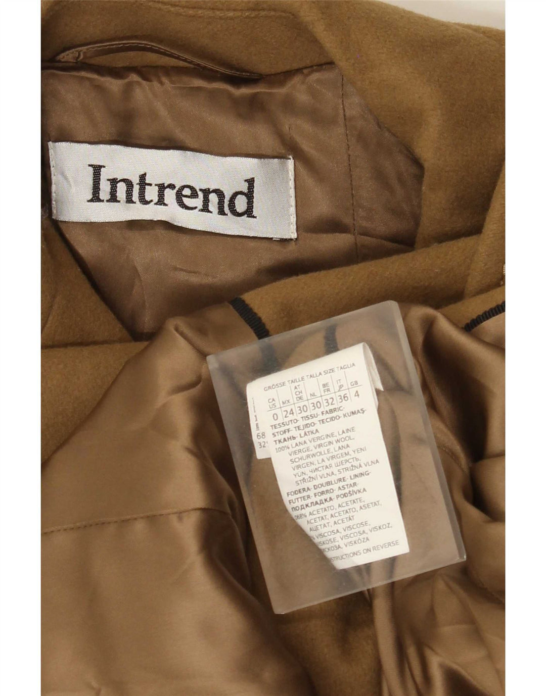 Intrend Dame Overfrakke UK 4 XS Brun Uld