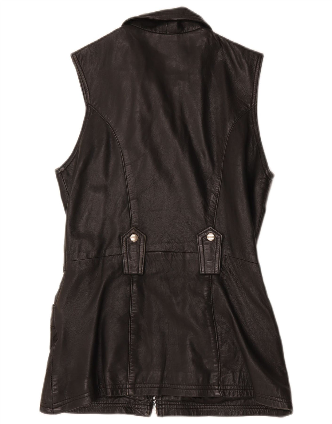 Vintage Dame Læder Gilet UK 12 Medium Black