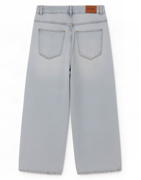 Superdry Womens Phoebe Jeans med høj talje og brede ben W27 L22 Blå