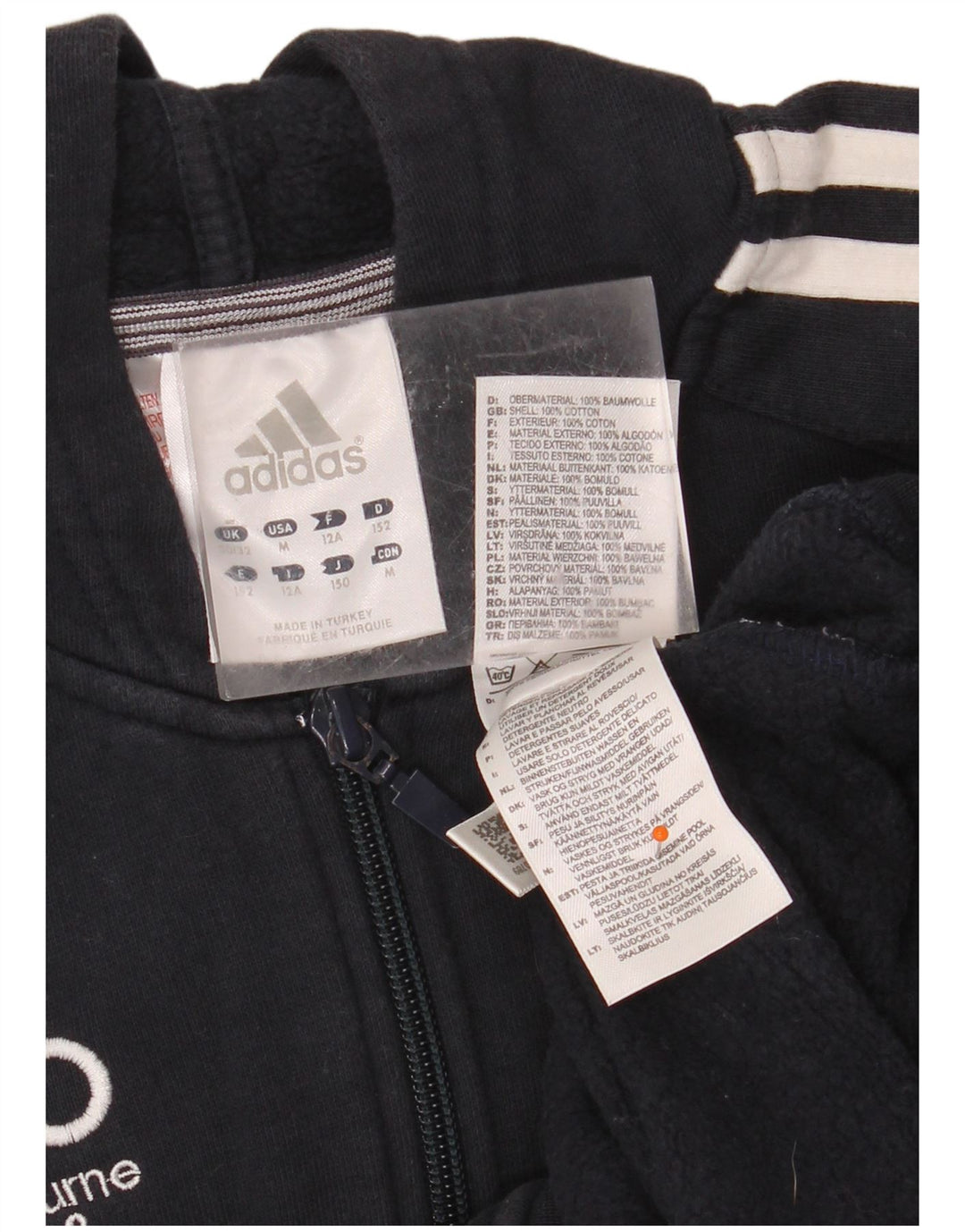 ADIDAS hættetrøje med lynlås til drenge 11-12 år marineblå bomuld