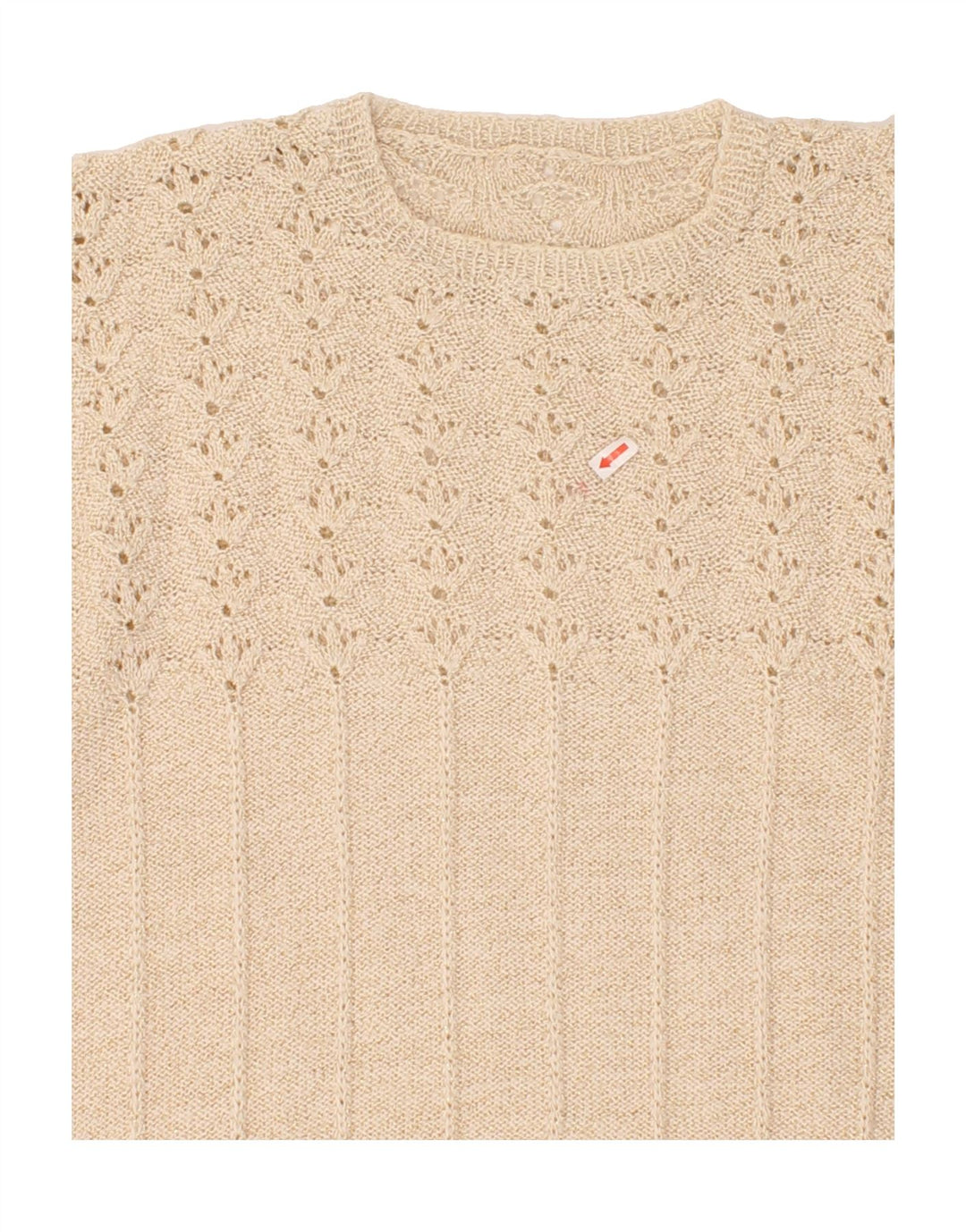VINTAGE Womens Crew Neck Jumper Sweater UK 14 Medium Beige Vintage Vintage and Second-Hand Vintage from Messina Hembry 