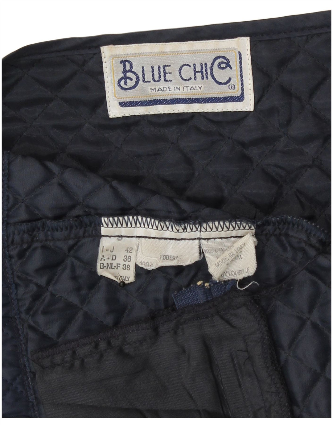 Vintage Kviltet Gilet IT 42 Medium Navy Blue Polyester