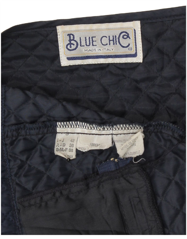 Vintage Kviltet Gilet IT 42 Medium Navy Blue Polyester