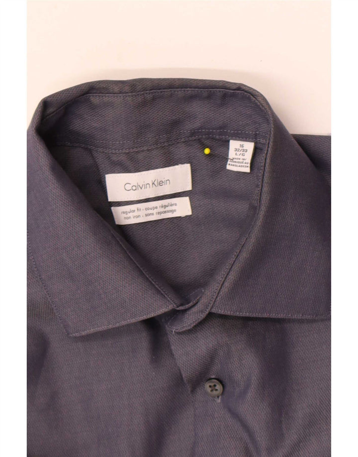 Calvin Klein Herre Regular Fit skjorte str. 16 Large Grå