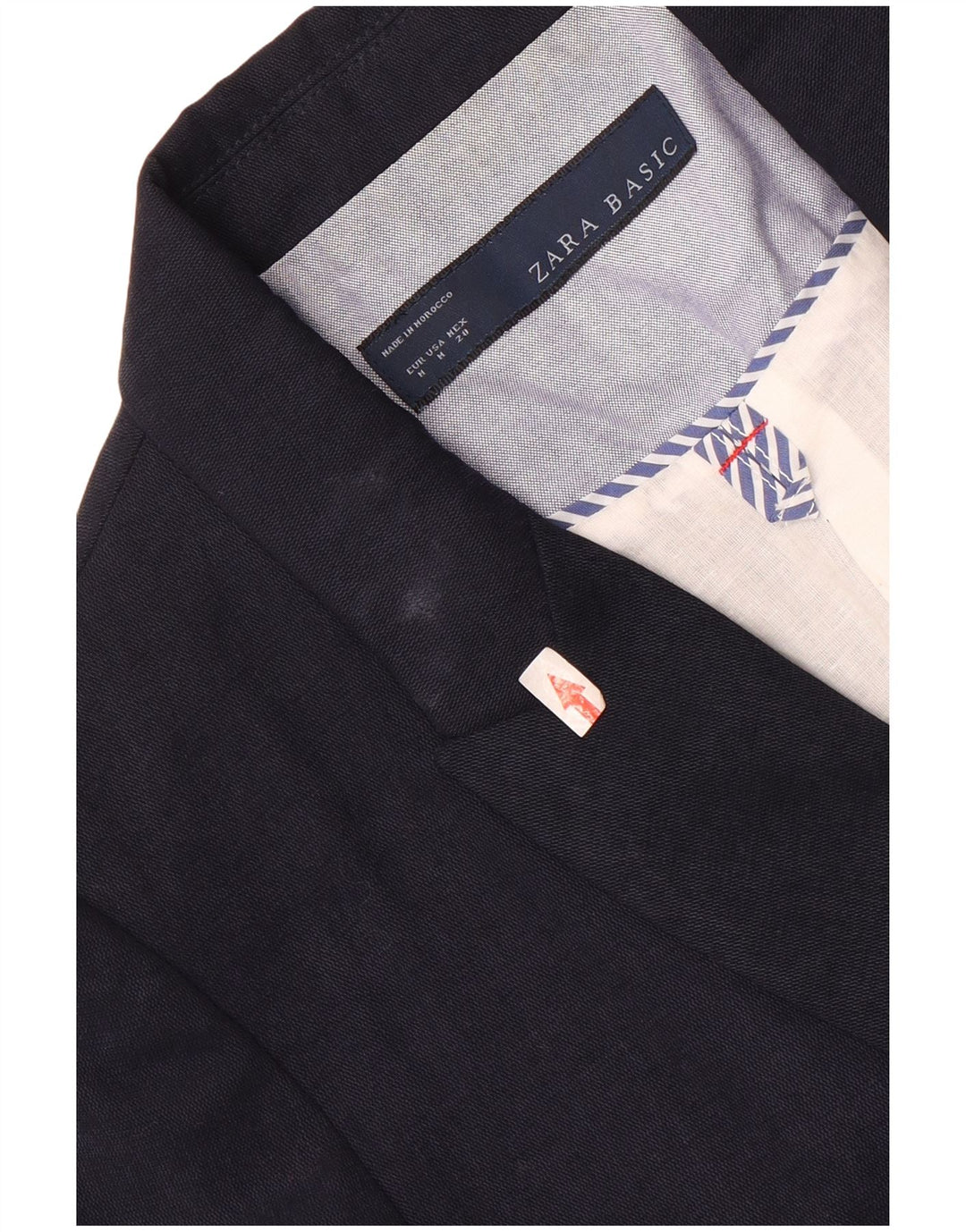 Zara Dame Dobbeltradet Blazer Jacket UK 12 Medium Navy Blue Lyocell