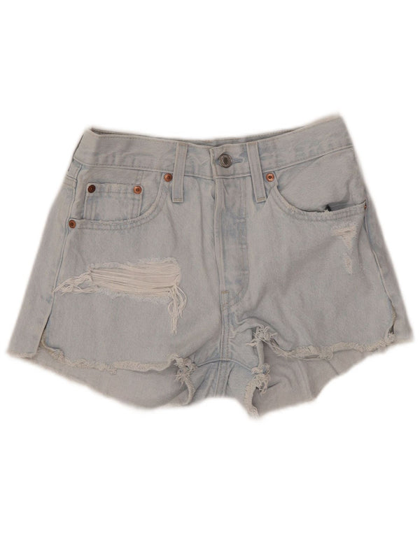 LEVI'S Womens 501 Distressed Denim Shorts W24 XS  Blue Cotton
