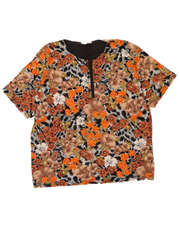 Vintage Dame Bluse Top UK 14 Medium Multicolored Floral