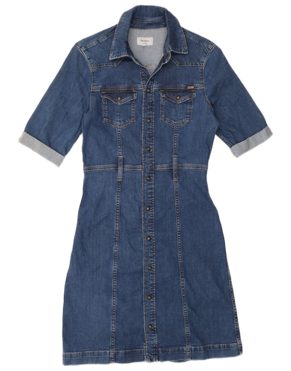 PEPE Jeans Dame Denim Kjole UK 10 Lille Blå Bomuld