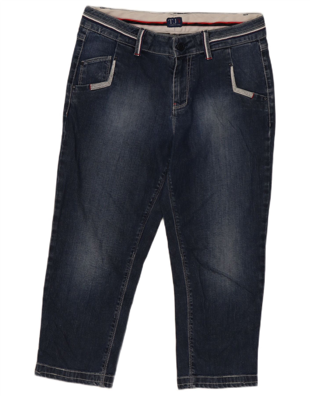 TRUSSARDI Dame Capri Jeans W30 L21 Marineblå Bomuld