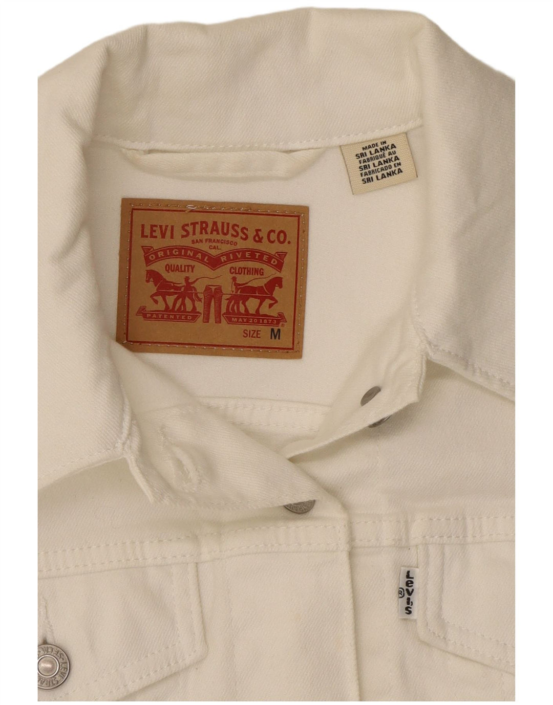 Levi's Dame Crop Denim Jacket UK 14 Medium White