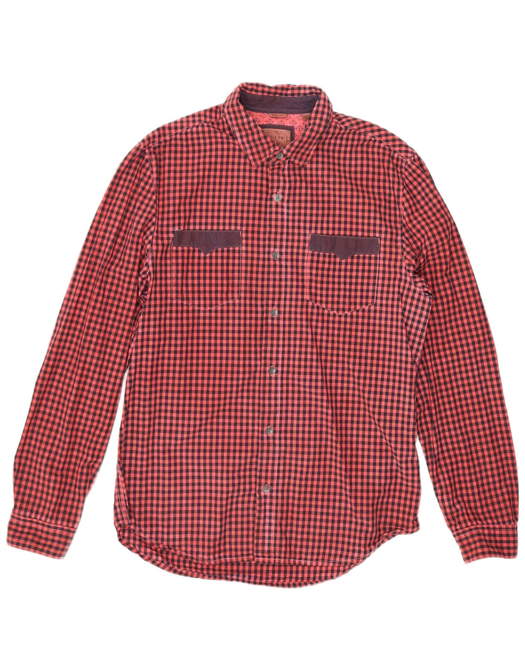 Guess Herre Slim Fit Shirt Medium Red Gingham Cotton